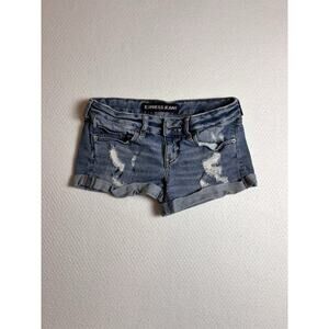 Express Denim Distressed Micro Shorts 0